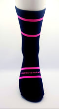 Load image into Gallery viewer, Light compression triathlon socks , Black/Fluo Pink logo
