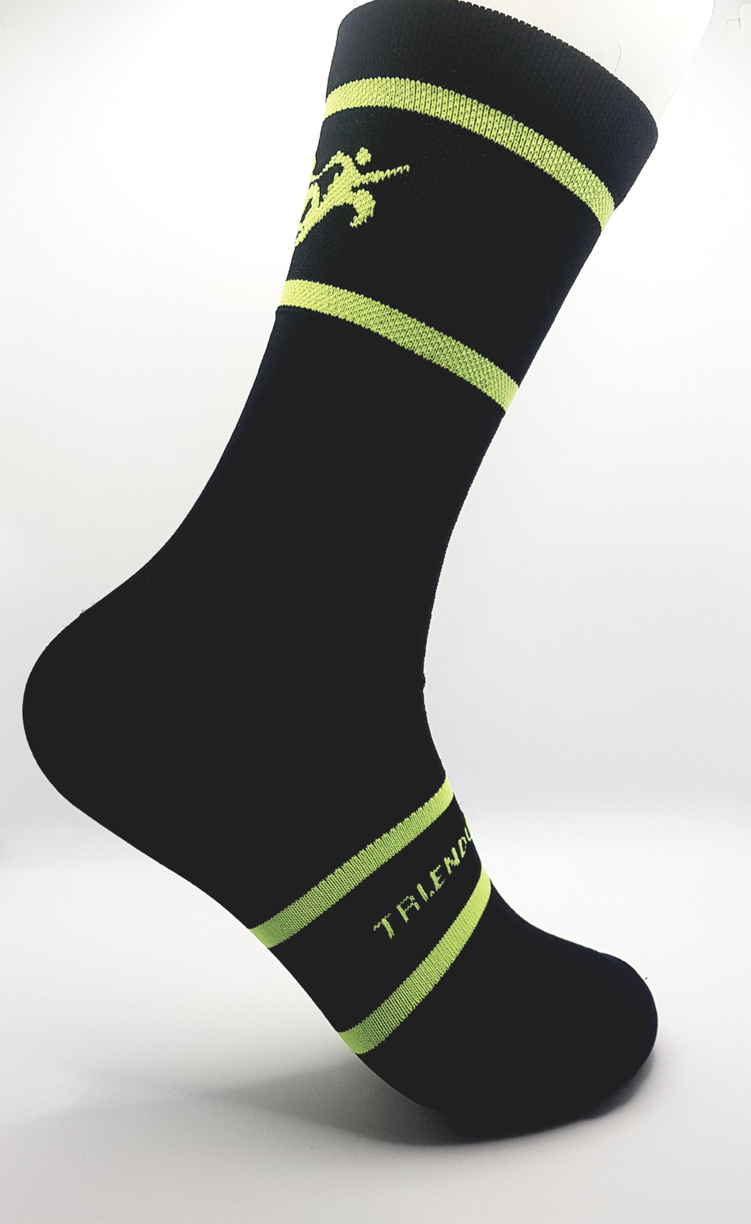 Light compression triathlon socks , Black/fluo yellow logo