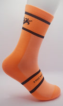 Load image into Gallery viewer, Light compression triathlon socks , neon orange/black logo
