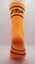 Load image into Gallery viewer, Light compression triathlon socks , neon orange/black logo
