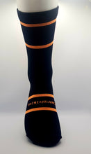 Load image into Gallery viewer, Light compression triathlon socks , Black/ Neon orange logo,
