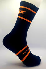 Load image into Gallery viewer, Light compression triathlon socks , Black/ Neon orange logo,
