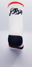 Load image into Gallery viewer, Light compression triathlon race sock, White/Black/Red
