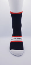 Load image into Gallery viewer, Light compression triathlon race socks , black/white and red
