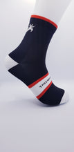 Load image into Gallery viewer, Light compression triathlon race socks , black/white and red
