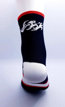 Load image into Gallery viewer, Light compression triathlon race socks , black/white and red
